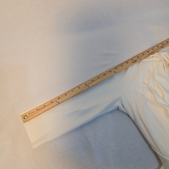 VFMAGE Ivory Pleated Asymmetrical Bow Sheath Cocktail Dress Size M LIKE NEW! - Picture 16 of 16